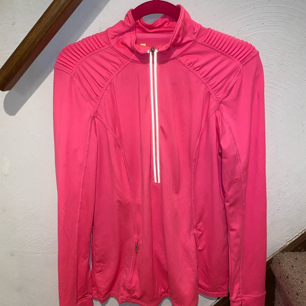 Xersion JCP Hot Pink 1/2 Zip Light Weight Track Jacket W Moto Detailing Sz M